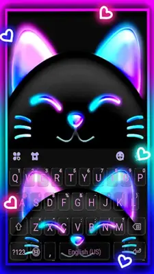 Cute Black Neon Kitty Keyboard android App screenshot 0