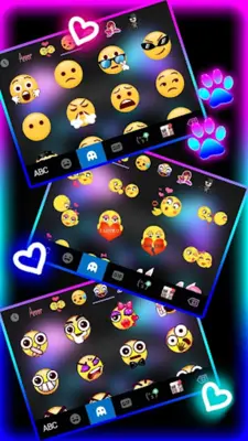 Cute Black Neon Kitty Keyboard android App screenshot 1