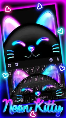 Cute Black Neon Kitty Keyboard android App screenshot 4